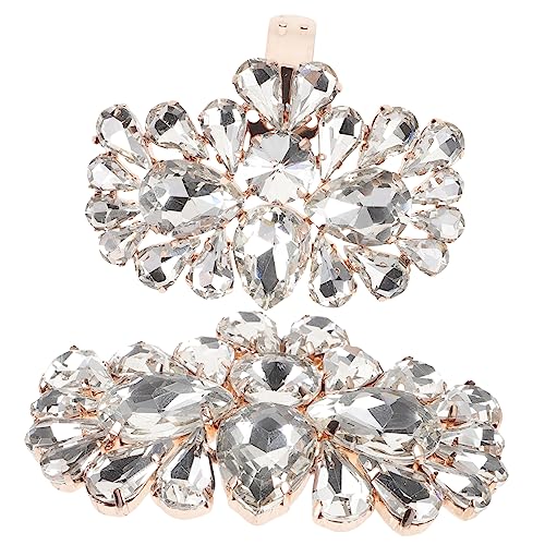 AKOOSY 2 Stück Schuhclips für Hochzeit High Heels Abnehmbare Strass Schuhschmuck Gold Weißer Brautschmuck Dekoration für Pumps und Sandalen von AKOOSY