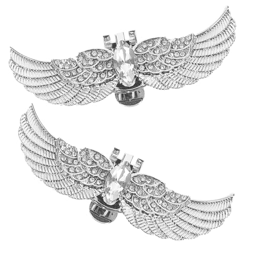 AKOOSY 2 Stück Teiliges Abnehmbare Schuhclips mit Strass Engelsflügel design Modische Schuhdekoration für High Heels Hochzeit und Party aus Robustem Zinklegierung Weiß von AKOOSY