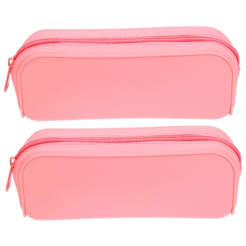 AKOOSY 2 Stück Teiliges Buntes Silikon Federmäppchen Leichtes Waschbares Pencil Pouch Reißfestes Stifteetui mit Großem Fassungsvermögen Ästhetisch Tragbar für Schule von AKOOSY