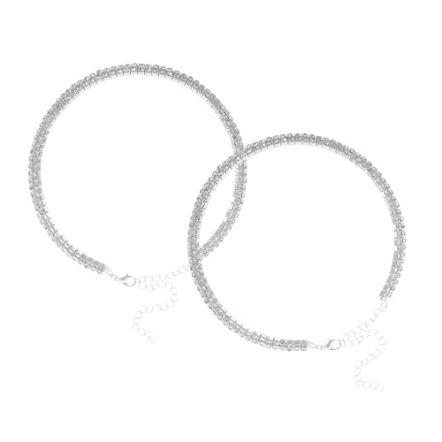AKOOSY 2 Stück Teiliges Choker Doppellagige Brautschmuck Halskette mit Funkelnden Strasssteinen Halskette für Brautjungfern Langlebig und Glänzend für Besondere Anlässe von AKOOSY