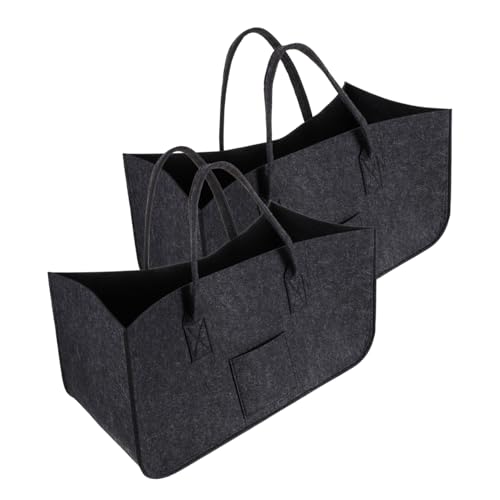 AKOOSY 2 Stück Teiliges Filz Einkaufskorb mit Münztasche und Stabilem Griff Faltbare Tragetasche in Elegantem Schwarz Wiederverwendbarer Umweltfreundlicher Shopper für Alltag und von AKOOSY