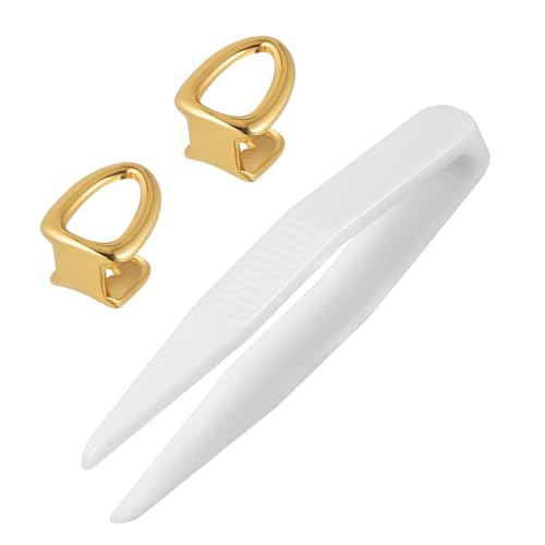 AKOOSY 2 Stück Teiliges Hip Hop Zähne Grills aus Kupfer Einzelner Grill als Zahnschmuck Leicht Glänzend Sicher für Bühne Halloween Kostüme Partys Rapper Accessoire von AKOOSY