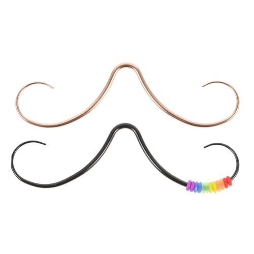 AKOOSY 2 Stück Teiliges Mustache Septum Nasenring aus Edelstahl in Roségold und Komfortabel Sitzend Einfach zu Tragen Modischer Nasenschmuck für Damen und Herren von AKOOSY