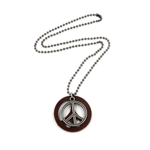 AKOOSY 2 Stück Teiliges Retro Peace Sign Halsketten Friedenszeichen Anhänger aus Langlebigem Material Unisex Schmuck für Frauen und Herren Kaffee Farbton Verarbeitung Stilvolle von AKOOSY