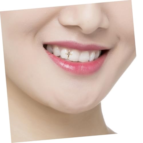 AKOOSY 2 Stück Teiliges Star Single Tooth Grill Goldfarbig Minimalistischer Zahnschmuck mit Sternverzierung Leichter Bequemer Grill für Cosplay Hip Hop Partys und Performances von AKOOSY