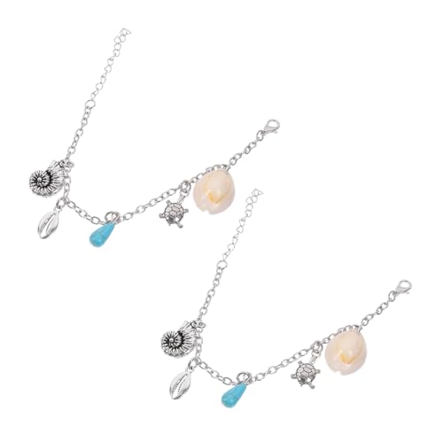 AKOOSY 2 Stück Teiliges Strandarmband Damen Sommer Schmuck Muschel Armreif Dekorativ Modisch für Freundin Freund von AKOOSY