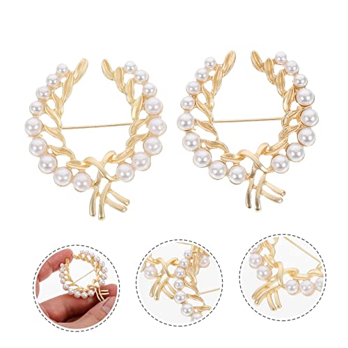 AKOOSY 2 Stück Teiliges Vintage Broschen Langlebiger Legierung mit Edlen Perlen Damen Corsage Anstecker für Kleidung Pullover Taschen Fein Poliert Rostfrei und Vielseitig Einsetzbar von AKOOSY