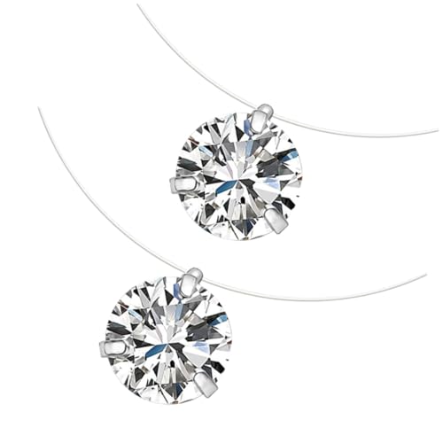 AKOOSY 2 Stück Transparente Fischseil Halskette mit Zirkonia Anhänger Kreative Leichte Schmuckkette für Mädchen Modisches Accessoire für Alltag Party und Geschenk von AKOOSY