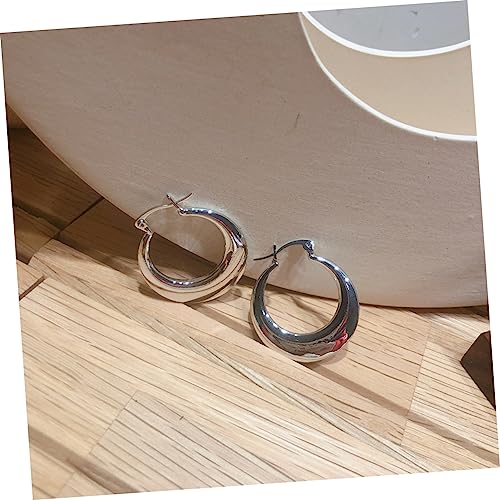 AKOOSY 2 Stück U Förmige Damenohrringe Silber Einfache Langlebige Kupferohrringe mit Glänzender Oberfläche Modischer Schmuck für Büro Reise Party und Strandgebrauch von AKOOSY