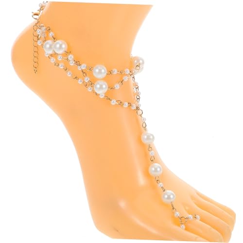 AKOOSY 2stücke Perlen-fußkettchen Für Damen Fußschmuck Mit Perlenquaste Fußkettchen Aus Leichtem Material Für Barfußsandalen Und Outdoor-aktivitäten von AKOOSY