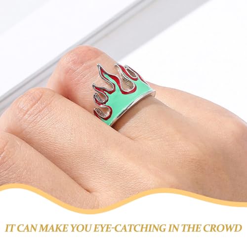 AKOOSY 2 Stück Verstellbarer Flammenring aus Legiertem Modisches Offenes Design für Damen und Herren Hautfreundlicher Schmuck Eleganter Finger Schmuck Individuell Anpassbar von AKOOSY