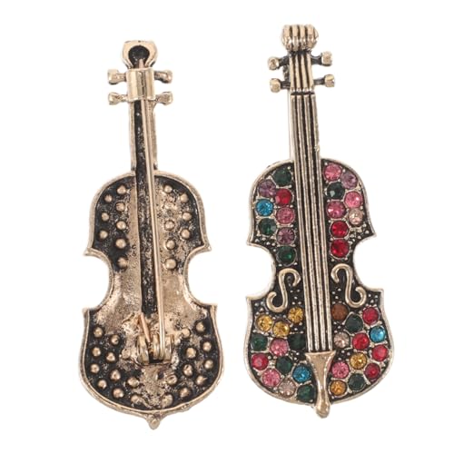 AKOOSY 2 Stück Vintage Broschen Violine mit Strass Stilvolle Anstecknadeln für Kleidung Strickjacken Schals Stilvolle Schmucknadeln für Damen Musikliebhaber Vielseitige Modeaccessoires von AKOOSY