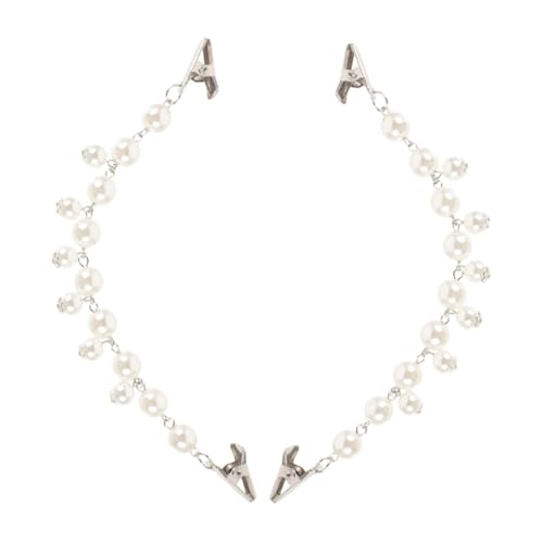 AKOOSY 2stücke Vintage Wolljacken Clips Faux Perlen Shawl Kleider Kragen Kette Brosche Für Damen Mädchen Retro Cardigan Clasp Accessoire von AKOOSY