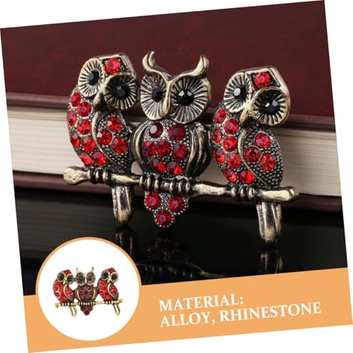 AKOOSY 2 Stück Vintage Eulen Broschen aus Langlebiger Legierung mit Funkelnden Strasssteinen Roter Farbton Modischem Eulenmotiv Schmuck für Damen als und Accessoire zu Kleidung Schals von AKOOSY