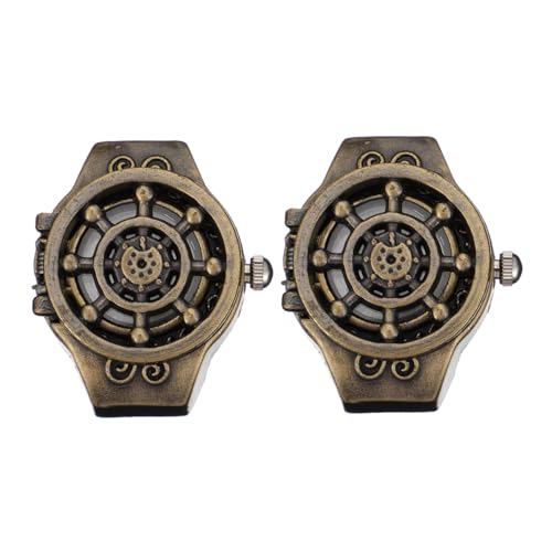 AKOOSY 2 Stück Vintage Fingerringuhr Retro Schiffsruder Ring Uhr Unisex und Praktisch als Schmuckstück oder von AKOOSY
