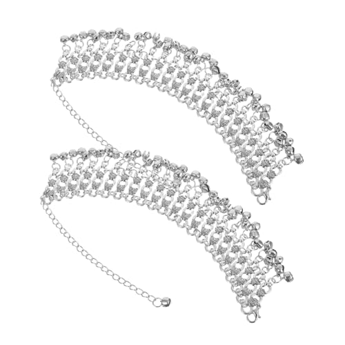 AKOOSY 2 Stück Vintage Glocken Fußkettchen Mehrlagige Verstellbare Fußkette mit Jingle Charms Boho Ethno Stil für Bauchtanz Strand Sommer Barfuß Schmuck von AKOOSY