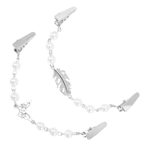 AKOOSY 2 Stück Vintage Sweater Clip mit Perlenkette Leichte Kompakte Cardigan Clips für Damen Sicherer Halt an Strickjacken Kleidern Schals Dekorative Kragen und Umhangclips von AKOOSY