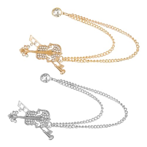 AKOOSY 2 Stück Violin Anstecknadel aus Langlebiger Legierung Kreativer Instrumenten Brosche für Damen Modisches Schmuck Accessoire für Kleidung Schals Hüte für Alltag und Besondere von AKOOSY