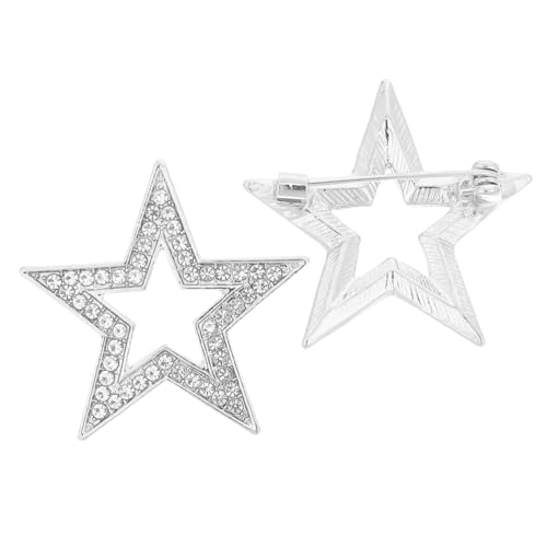 AKOOSY 2stücke Zwei Silberne Fünfzackige Stern Broschen Hochwertige Zinklegierung Anstecknadeln Für Herren Und Damen Stilvolle Abzeichen Für Kleidung Schals Und Taschen von AKOOSY