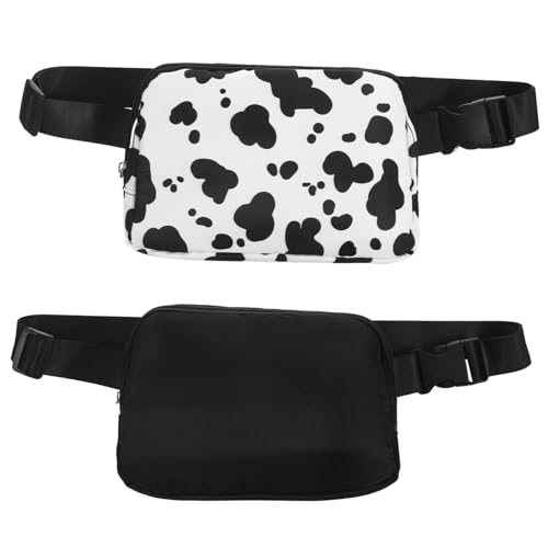 AKOOSY 2 Verstellbare Crossbody Bauchtaschen für Damen und Herren Leichte Multifunktionale Hüft und Brusttaschen für Outdoor Sport Reisen Praktische Gürteltaschen in Schwarz und von AKOOSY