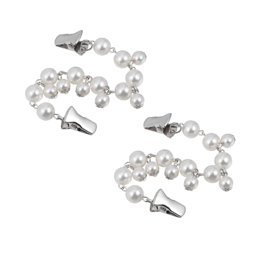 AKOOSY 2 Vintage Pulloverketten mit Perlen Teiliges Widerstandsfähig und Vielseitig Dekorative Strickjacken Clips für Damen Abnehmbar und Modisch in Weiß von AKOOSY