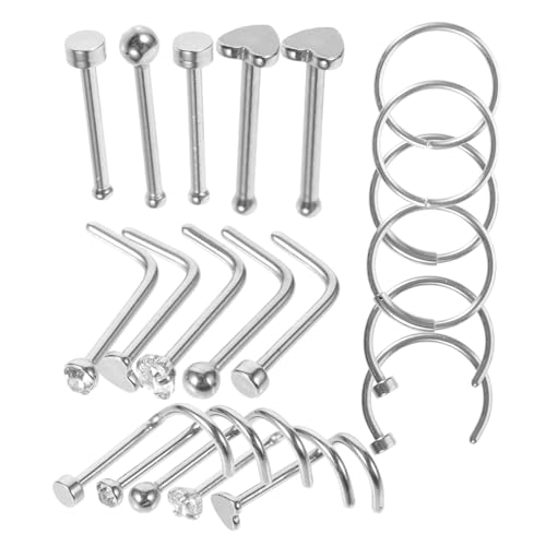 AKOOSY 21 Stck Teiliges Nasenring Polierte Nasenpiercing Ringe und Nasenstecker Schmuck für Damen Komfortabel Modisch Vielseitig Kombinierbar Geeignet als von AKOOSY