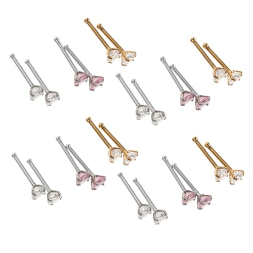 AKOOSY 24 Stück Teiliges Nasenpiercing Damen Nasenringe mit Funkelnden Nasensteckern Rostfrei Hautfreundlich Vielseitig Tragbar für Alltag Party und Besondere Anlässe von AKOOSY