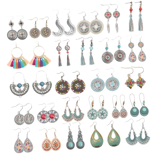 AKOOSY 26 Paare Teiliges Bohemian Stil Ohrhänger Leichte Vintage Quasten Ohrringe Geometrische Retro Ohrstecker Modischer Schmuck für Damen und Mädchen Vielseitig Kombinierbar von AKOOSY