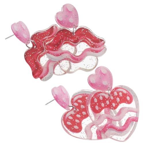 AKOOSY 2paare Bunte Ohrhänger Für Damen Muttertagsgeschenk Ohrringe Für Alltag Und Partys Mit Lippen Und Erdbeer-design Für Geburtstagsfeiern AKOOSY 2paare Bunte Ohrhänger Für Damen Muttertagsgeschenk Ohrringe Für Alltag Und Partys Mit Lippen Und Erdbeer-design Für Geburtstagsfeiern von AKOOSY