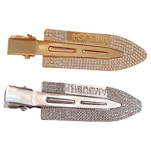 AKOOSY 2Stücke Crealess Pack Nahtlose Haarspangen für Frauen Silberne Goldene Clips für Dünnes Haar Fixieren von Frisuren Beim Schlafen Make Up Styling von AKOOSY