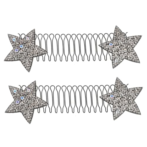 AKOOSY 2stücke Silberne Sternform-kämme Dehnbar Unsichtbare Haarspangen Haarfixierkämme Haarkamm-clips Für Damen Styling-tool Zubehör Für Lockiges Haar von AKOOSY
