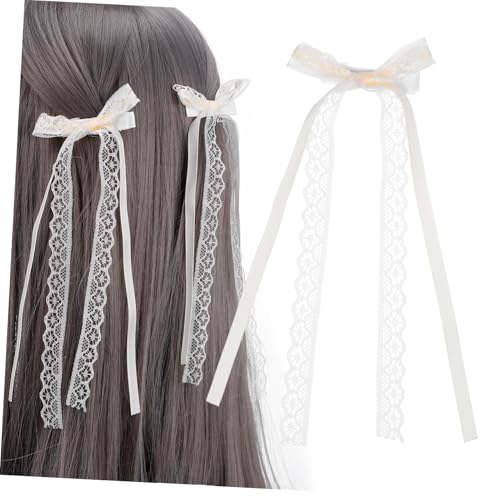 AKOOSY 2stücke Spitzen Haarschleifen Zarte Spitzendesign Clips Haarspangen Für Mädchen Und Frauen Frisurdekoration Vielseitig Tragbar Mit Pferdeschwanz Lockigem Oder Kurzem Haar von AKOOSY