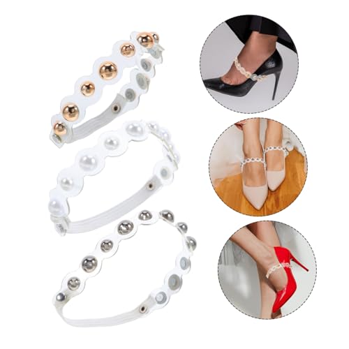 AKOOSY 3 Paare Elastische Verstellbare Damenschuhriemen mit Perlen Transparente Anti rutsch Absätze Unsichtbare Flexible Ersatz bands für Hohe Schuhe Täglicher Komfort für Damen von AKOOSY