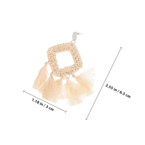 AKOOSY 3 Paare Rattan Ohrringe Beach Style Dangle Ohrschmuck Damen Leichte Dekorative Strand ohrringe in Tropfen Eckig Rundform Robust Rostfrei als für Frauen von AKOOSY