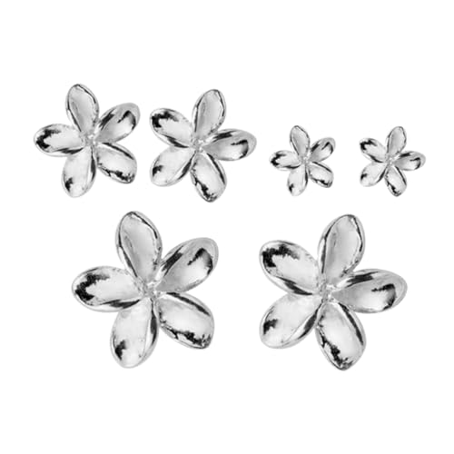 AKOOSY 3 Paare Silber Blumen Ohrringe Mittlere Kleine Große Blüten Ohrstecker Damen Modisch Leicht für Alltag Party von AKOOSY