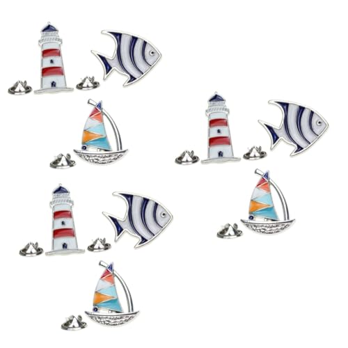 AKOOSY 3 Sätze Tropische Fischbrosche Ti Tropischer Fisch Ornament Fisch Brosche Leuchtturm Schmuck Küsten Brosche Clip Broschennadel Brustnadel Brosche Segelboot Brosche 3 Stück * 3 von AKOOSY