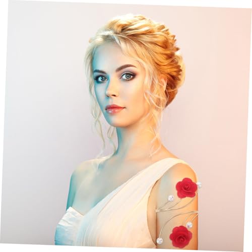 AKOOSY 3 Stück Armreif mit Floraler Metalloptik Verstellbare Offene Armspange in Rot und Gold Filigranes Hohlmuster für Damen Leichtes Design für Alltag Party und Hochzeitsschmuck von AKOOSY