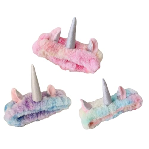 AKOOSY 3stücke Elastische Haarbänder Zum Waschen Der Gesichts Einhorn Stirnband Make-up-haarbänder Dusch-haarbänder Entferner-stirnbänder Für Frauen Schöne Haarbands von AKOOSY