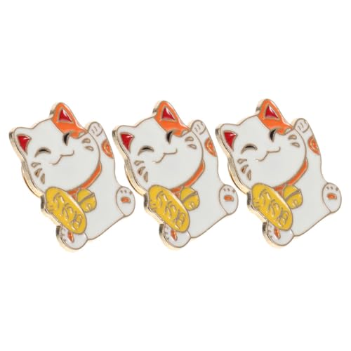 AKOOSY 3 Stück Japanische Maneki Neko Broschen aus Zinklegierung Langlebige Katzen Anstecknadeln mit Traditionellem Orientalischem Design Niedliche Pins für Kleidung Rucksäcke Schals von AKOOSY