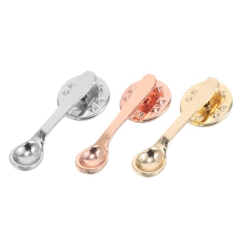 AKOOSY 3 Stück Kreative Kaffeelöffel Anstecknadeln aus Langlebiger Legierung mit Glänzender Beschichtung Verspieltem Design für Rucksäcke Hüte und Kleidung für Kaffeeliebhaber und von AKOOSY