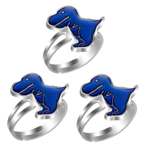 AKOOSY 3stücke Junge Mädchen Fingerringe Dinosaurier Stimmungsringe Farbwechselringe Stylische Fingerdekor Fingerringe Für Junge Und Mädchen von AKOOSY