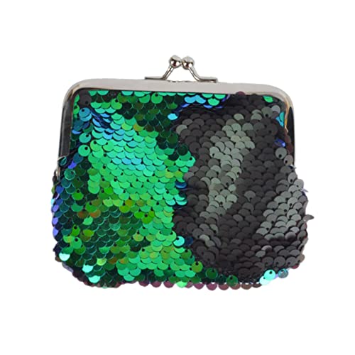 AKOOSY 3 Stück Meerjungfrau Pailletten Geldbörsen Kleine Münztaschen für Mädchen Stylische Mini Portemonnaies in Grün Schwarz Silber und Blau für Karten und Kleingeld von AKOOSY
