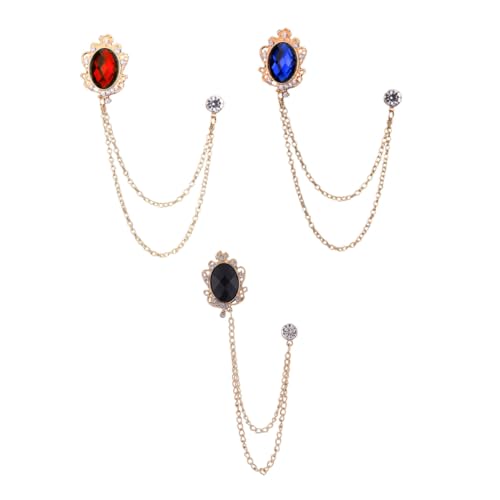 AKOOSY 3 Stück Teiliges Broschen mit Edelstein Anstecknadeln Modische Kragenpins für Herren Schmuckaccessoires für Besondere Anlässe Wie Geburtstag und Vatertag Vielseitig Kombinierbar von AKOOSY