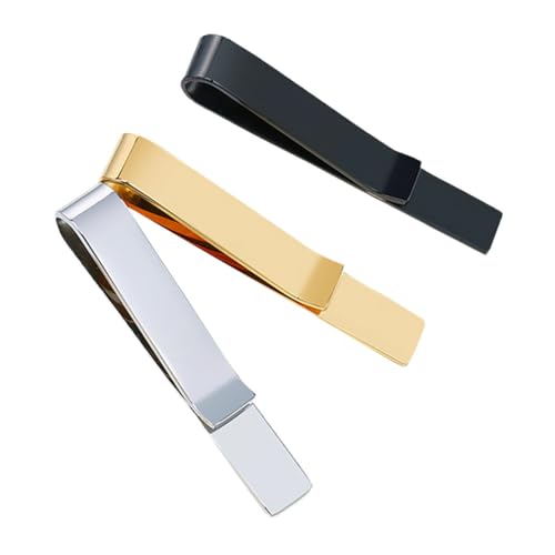 AKOOSY 3 Stück Teiliges Krawattenklammern aus Poliertem Edelstahl Schmaler Klassischer Stil für Herren Vielseitig Einsetzbar für Krawattengrößen Formelle Business Klammer in Schwarz und von AKOOSY