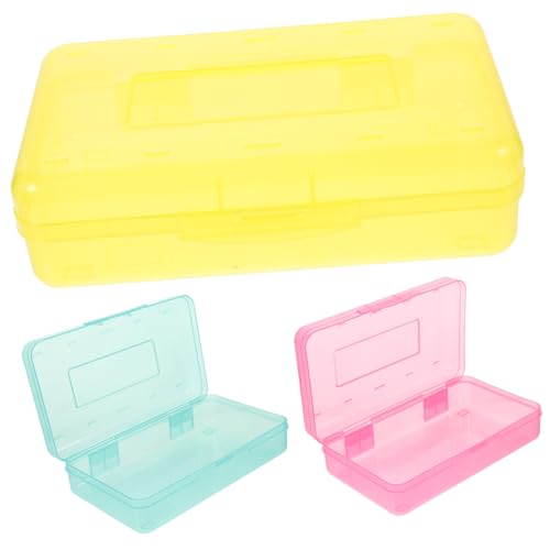 AKOOSY 3 Stück Teiliges Kunststoff Federmäppchen Transparenter Stiftebox Organizer mit Praktischem Stauraum Robustes Pencil Case für Schüler Teenager und Lehrer Vielseitig für Bleistifte von AKOOSY