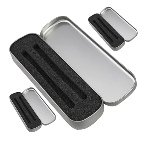 AKOOSY 3 Stück Teiliges Metall Stiftebox Silberfarbene Rechteckige Federschachtel mit Großzügigem Stauraum für Stifte Bleistifte Marker für Schüler Büro und Schule von AKOOSY