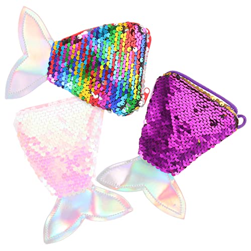 AKOOSY 3 Stück Teiliges Mini Umhängetaschen mit Pailletten Meerjungfrauenflossen Verstellbarer Gurt Vielseitige Kleine Geldbörse für Mädchen Tragbare Crossbody Taschen für Alltag und von AKOOSY