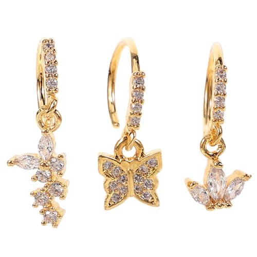 AKOOSY 3 Stück Teiliges Nasenpiercing aus Edelstahl mit Funkelnden Schmetterlings Designs und Strasssteinen Hautfreundlicher Schmuck für Damen Vielseitig und Attraktiv für Besondere von AKOOSY