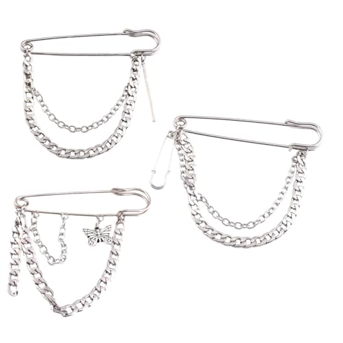 AKOOSY 3 Stück Teiliges Retro Broschen mit Kreativer Ketten design Modische Anstecknadeln für Kleidung Vielseitige Corsage für Business Anzug Sweatshirts Mäntel Hüte und Taschen von AKOOSY