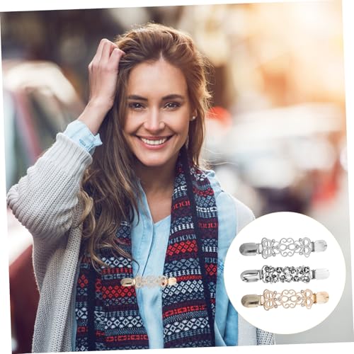 AKOOSY 3 Stück Teiliges Strickjacken Clip mit Strass Modischer Legierungs schalclip Vielseitig Einsetzbar für Damen und Mädchen Eleganter Cardigan Verschluss für Kleider und Pullover von AKOOSY